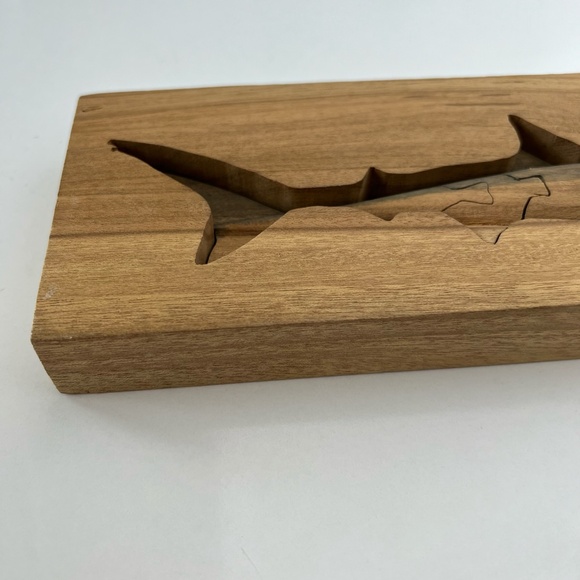 Handmade Wood Shark Puzzle Shelf Decor - Picture 7 of 10